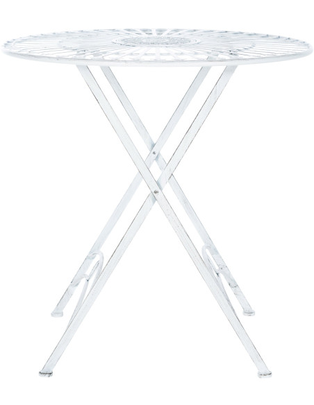 Table pour terrasse Ronde 2 personnes en Fer forgé Blanc vieilli Heloise - 2