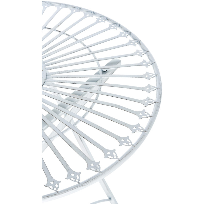 Table pour terrasse Ronde 2 personnes en Fer forgé Blanc vieilli Heloise - 4