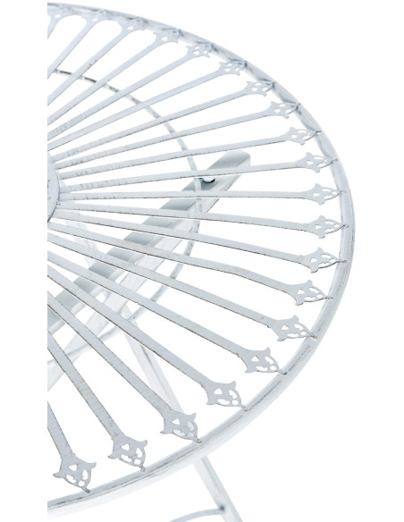 Table pour terrasse Ronde 2 personnes en Fer forgé Blanc vieilli Heloise - 4