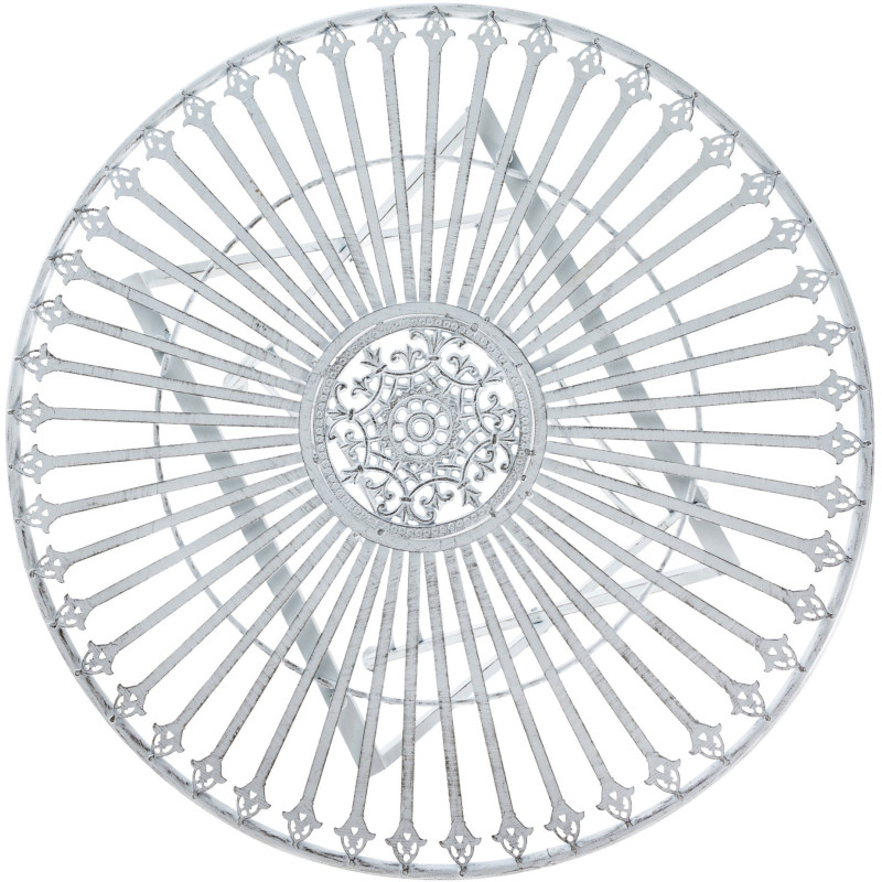 Table pour terrasse Ronde 2 personnes en Fer forgé Blanc vieilli Heloise - 5