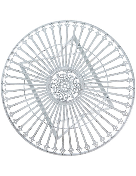 Table pour terrasse Ronde 2 personnes en Fer forgé Blanc vieilli Heloise - 5