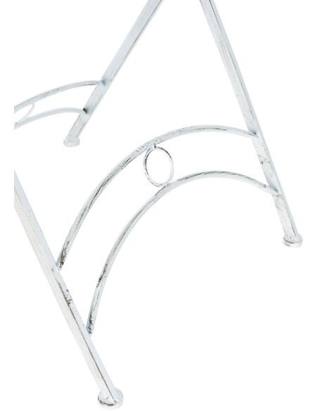 Table pour terrasse Ronde 2 personnes en Fer forgé Blanc vieilli Heloise - 6