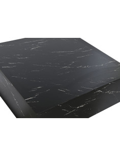 Table basse moderne Carrée en Bois Noir Imitation marbre Brionne - 1 2