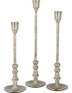 Bougeoir sur pied Becca Hauteur en Métal Argenté (Lot de 3) - 1
