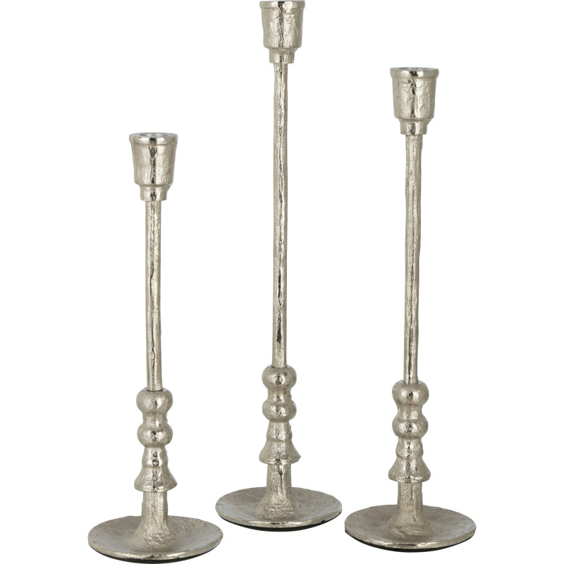 Bougeoir sur pied Becca Hauteur en Métal Argenté (Lot de 3) - 1