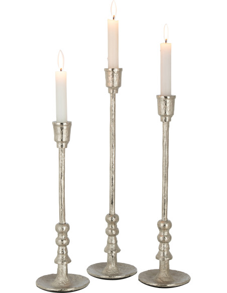 Bougeoir sur pied Becca Hauteur en Métal Argenté (Lot de 3) - 2