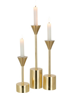 Bougeoir sur pied Emma Hauteur en Métal Doré Brillant (Lot de 2) - 1