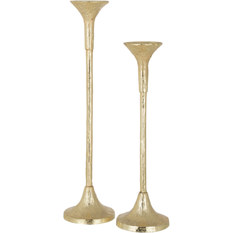 Bougeoir sur pied Marie Hauteur en Métal Doré Mat (Lot de 2) - 1