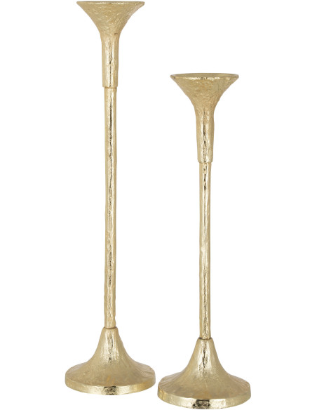 Bougeoir sur pied Marie Hauteur en Métal Doré Mat (Lot de 2) - 1