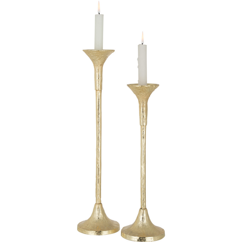 Bougeoir sur pied Marie Hauteur en Métal Doré Mat (Lot de 2) - 2