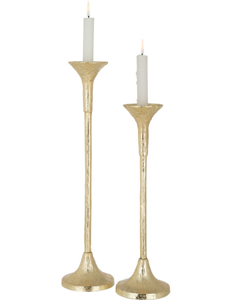 Bougeoir sur pied Marie Hauteur en Métal Doré Mat (Lot de 2) - 2