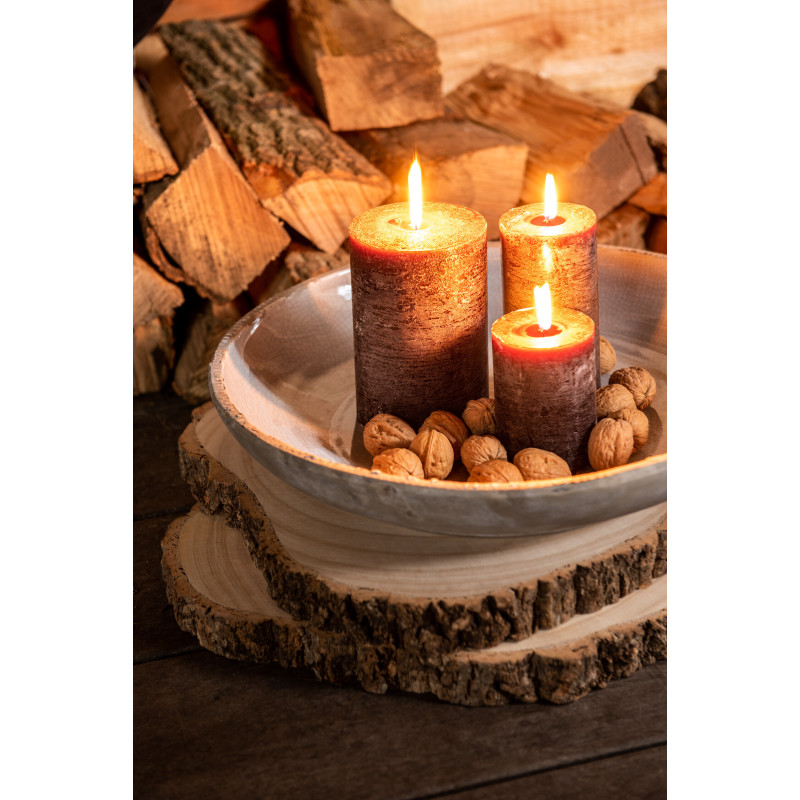 Bougie Cylindrique Marron J-Line en Cire 18 heures Hauteur 7 cm - 3