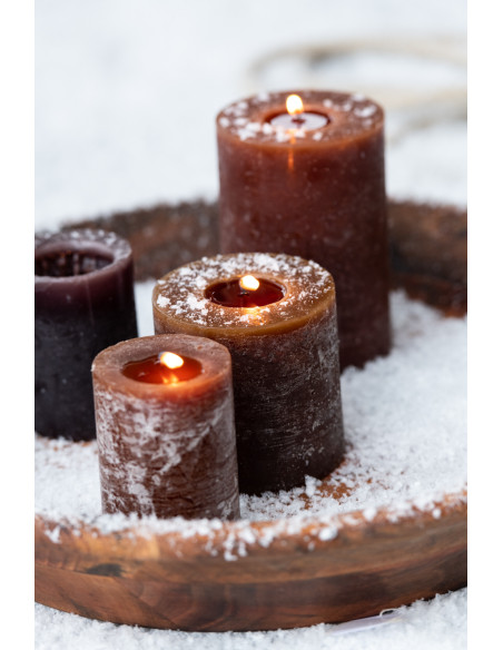 Bougie Cylindrique Marron J-Line en Cire 18 heures Hauteur 7 cm - 4