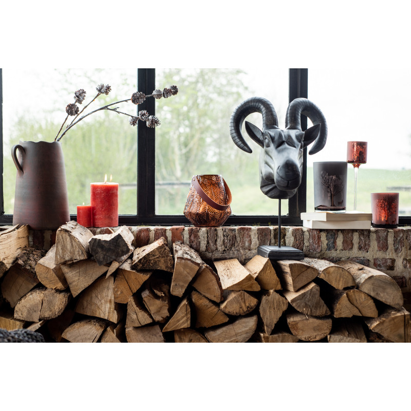 Bougie Cylindrique Marron J-Line en Cire 18 heures Hauteur 7 cm - 7