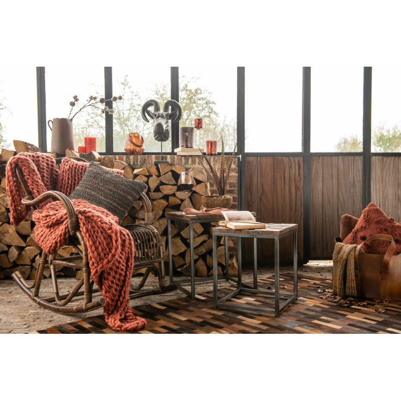 Bougie Cylindrique Marron J-Line en Cire 18 heures Hauteur 7 cm - 8