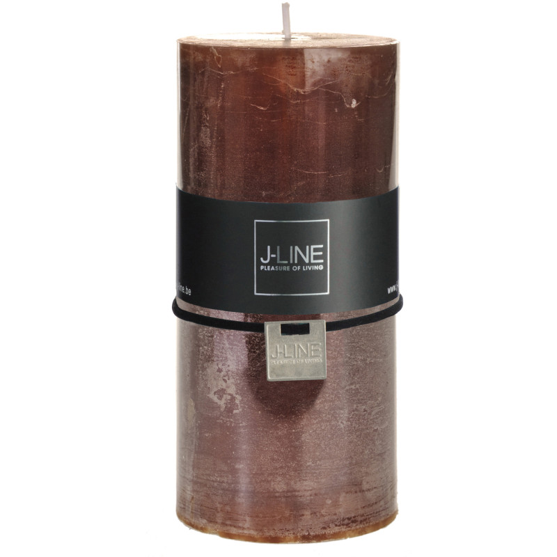 Bougie Cylindrique XXL Marron J-Line en Cire 70 heures Hauteur 15 cm - 1