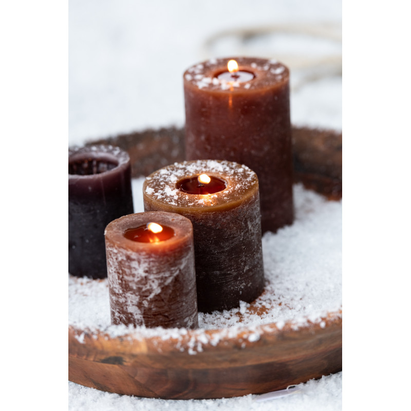 Bougie Cylindrique XXL Marron J-Line en Cire 70 heures Hauteur 15 cm - 2