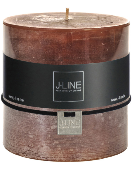 Bougie Cylindrique XXL Marron J-Line en Cire 80 heures Hauteur 10 cm - 1