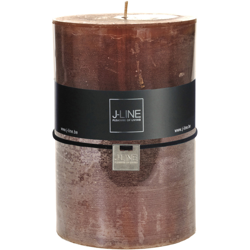 Bougie Cylindrique XXL Marron J-Line en Cire 120 heures Hauteur 15 cm - 1