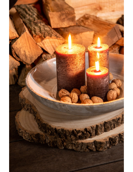 Bougie Cylindrique XXL Marron J-Line en Cire 120 heures Hauteur 15 cm - 2