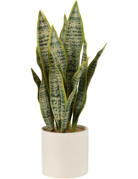 Plante artificielle Sansevieria Hauteur 50 cm en Plastique Vert Avec pot - 1