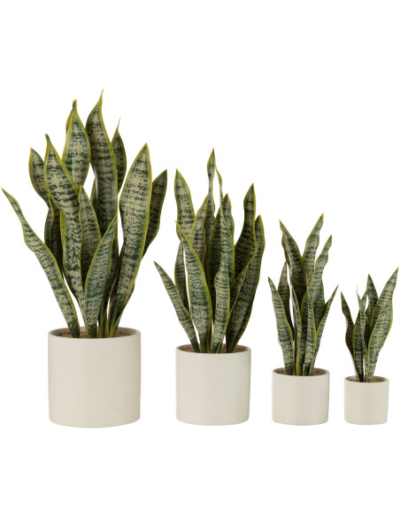 Plante artificielle Sansevieria Hauteur 60 cm en Plastique Vert Avec pot - 4