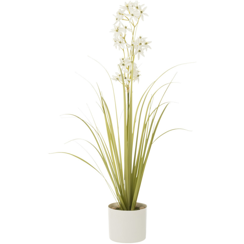 Plante artificielle Allium Hauteur 90 cm en Plastique Blanc Vert Avec pot - 1