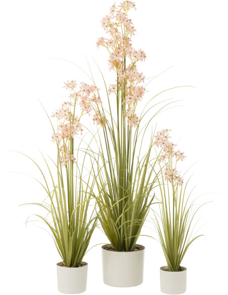 Plante artificielle XL Allium Hauteur 160 cm en Plastique Rose clair Vert Avec pot - 2