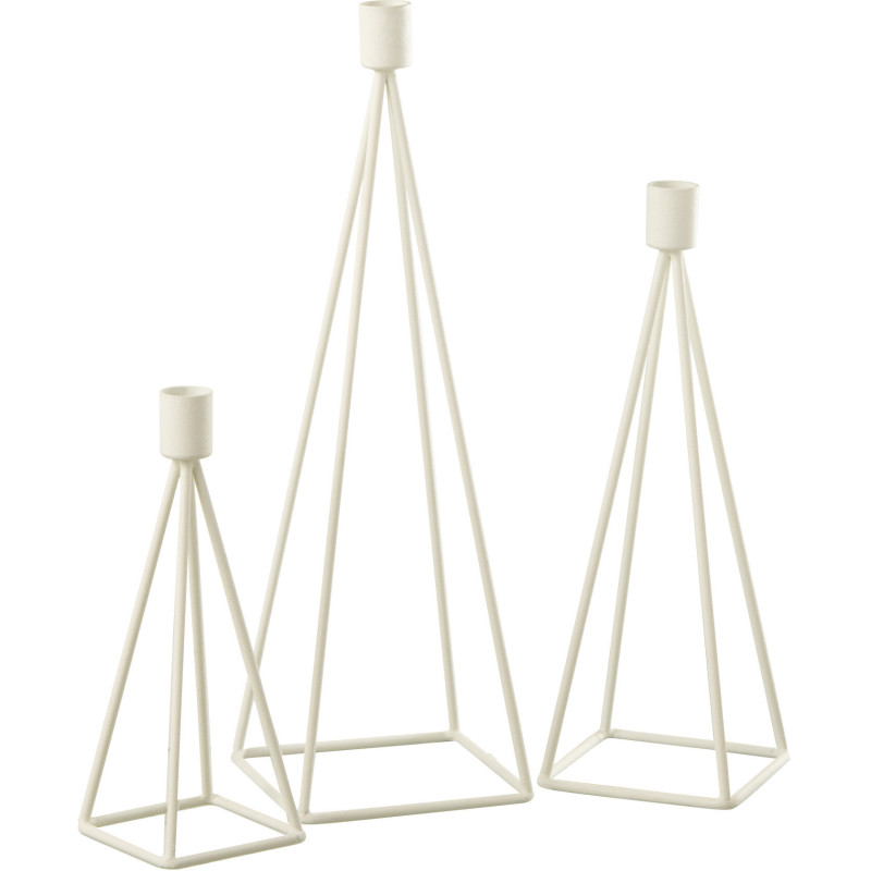 Bougeoir sur pied Géométrique Waxo Hauteur en Métal Blanc (Lot de 3) - 1