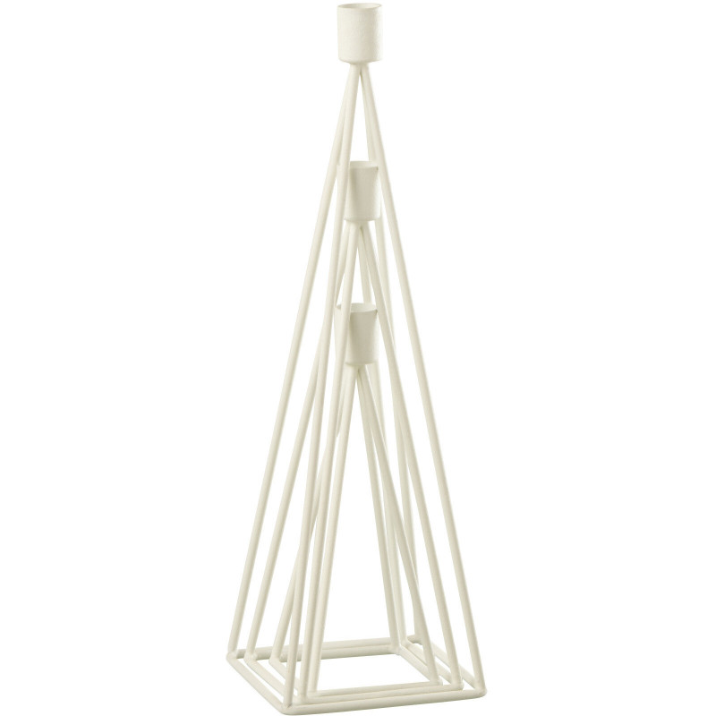 Bougeoir sur pied Géométrique Waxo Hauteur en Métal Blanc (Lot de 3) - 4