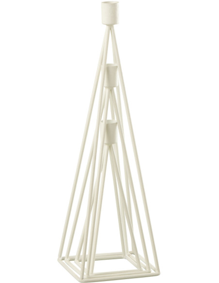 Bougeoir sur pied Géométrique Waxo Hauteur en Métal Blanc (Lot de 3) - 4