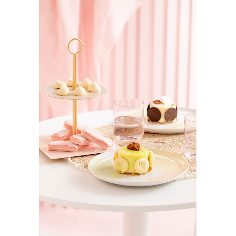 Présentoir pour gâteau 2 étages Alissa en Métal Rose Beige Doré J-Line - 4