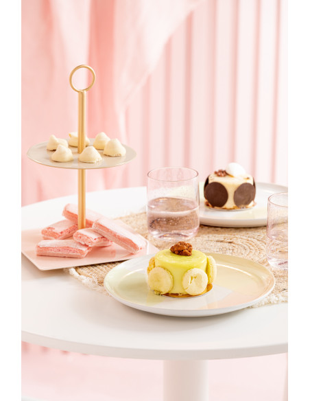Présentoir pour gâteau 2 étages Alissa en Métal Rose Beige Doré J-Line - 4