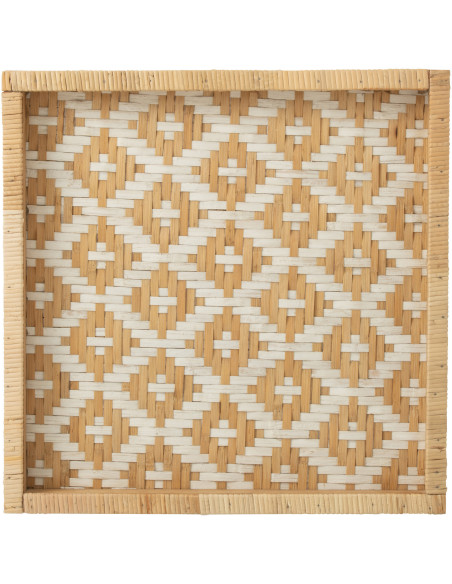 Plateau Carré de service Sven en Bambou Naturel Bois Blanc J-Line - 1