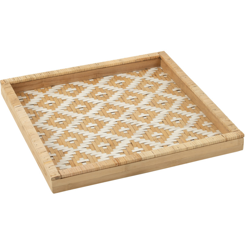 Plateau Carré de service Sven en Bambou Naturel Bois Blanc J-Line - 5