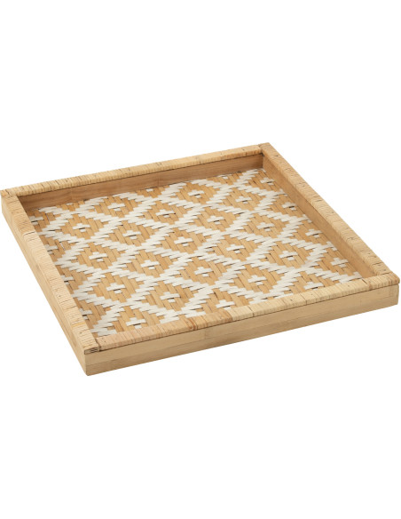 Plateau Carré de service Sven en Bambou Naturel Bois Blanc J-Line - 5