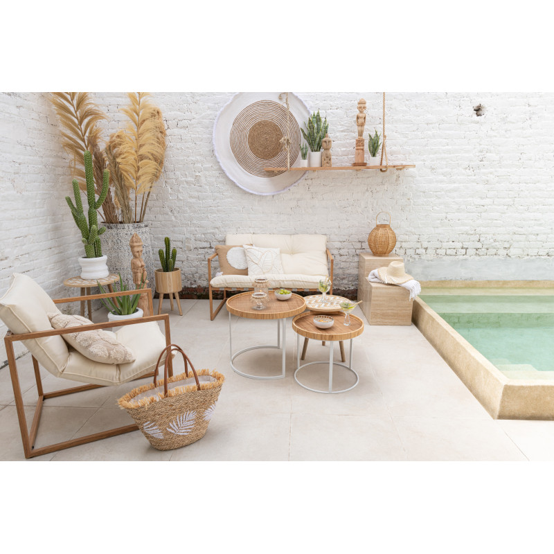 Table d'appoint Gigogne Ronde Sven en Bambou Naturel Bois Blanc (Lot de 3) - 2