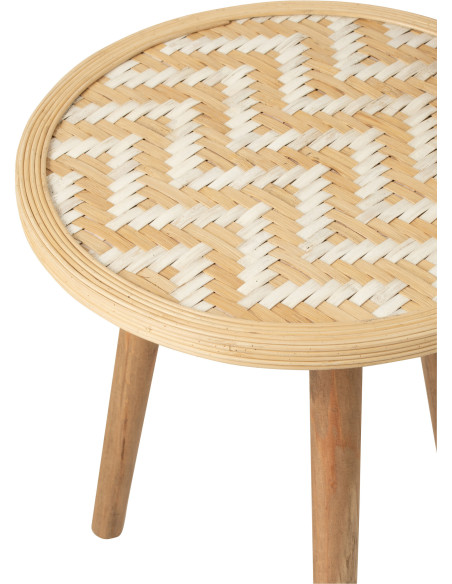 Table d'appoint Gigogne Ronde Sven en Bambou Naturel Bois Blanc (Lot de 3) - 4