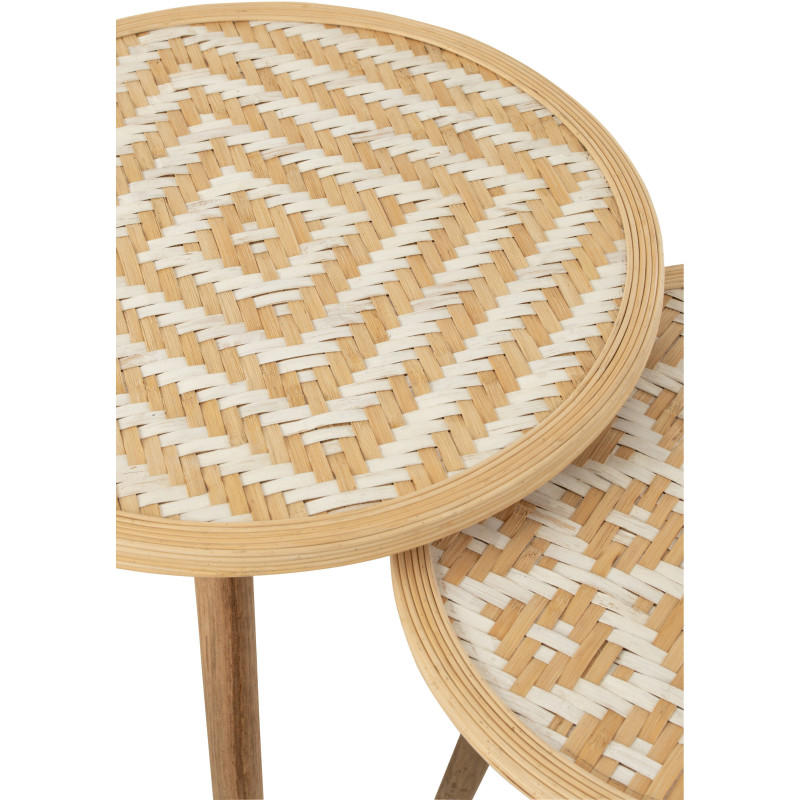 Table d'appoint Gigogne Ronde Sven en Bambou Naturel Bois Blanc (Lot de 3) - 5