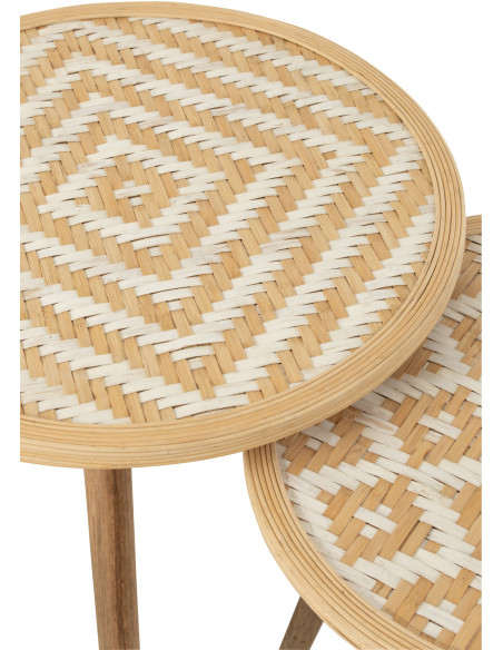 Table d'appoint Gigogne Ronde Sven en Bambou Naturel Bois Blanc (Lot de 3) - 5