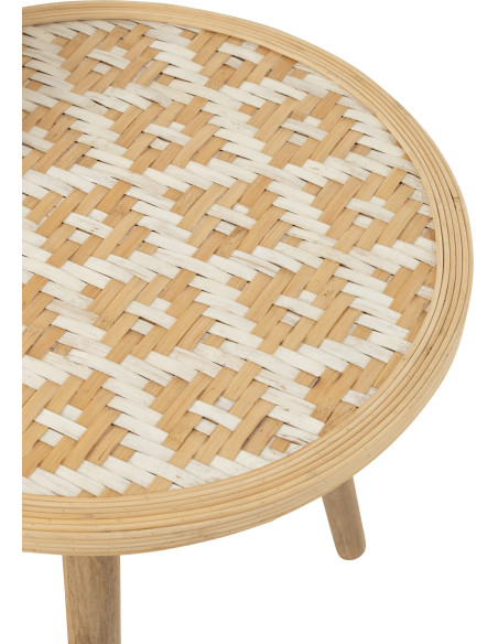 Table d'appoint Gigogne Ronde Sven en Bambou Naturel Bois Blanc (Lot de 3) - 6