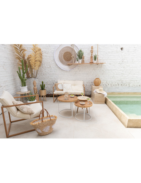 Table d'appoint Gigogne Ronde Sven en Bambou Naturel Bois Blanc (Lot de 3) - 8