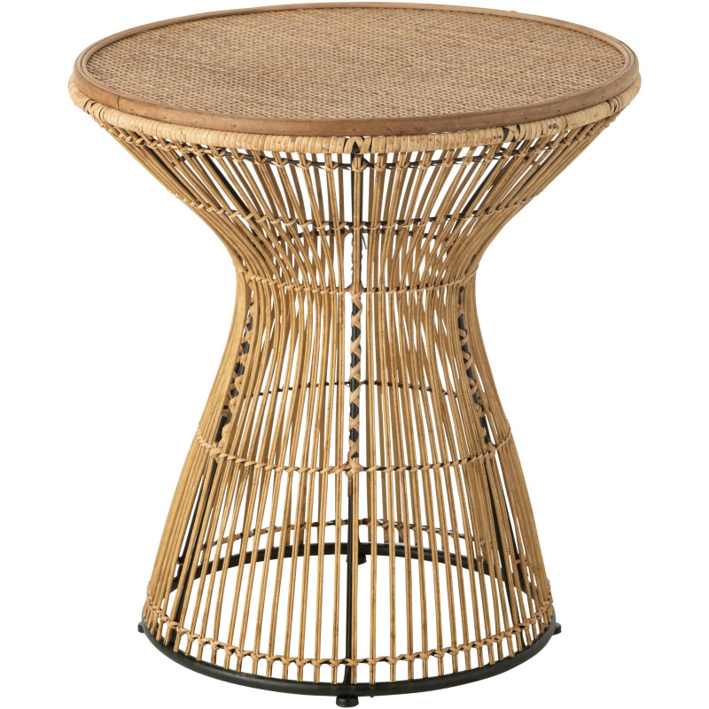 Table d'appoint Ronde Grooves en Rotin Naturel - 1