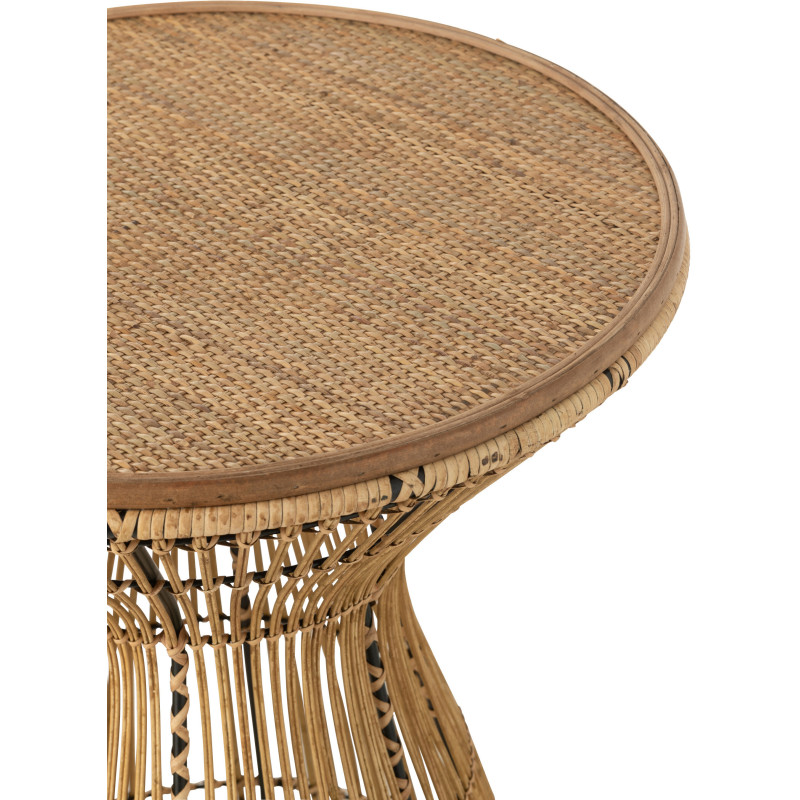 Table d'appoint Ronde Grooves en Rotin Naturel - 4