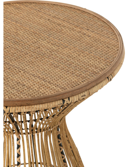 Table d'appoint Ronde Grooves en Rotin Naturel - 4
