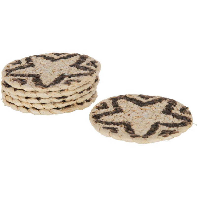 Sous-verre Rond Losta en Coque de maïs Naturel Marron (Lot de 6) - 1