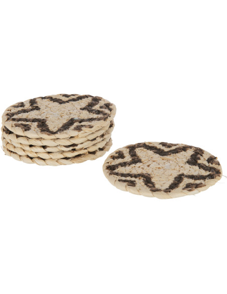 Sous-verre Rond Losta en Coque de maïs Naturel Marron (Lot de 6) - 1