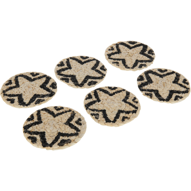Sous-verre Rond Losta en Coque de maïs Naturel Noir (Lot de 6) - 2