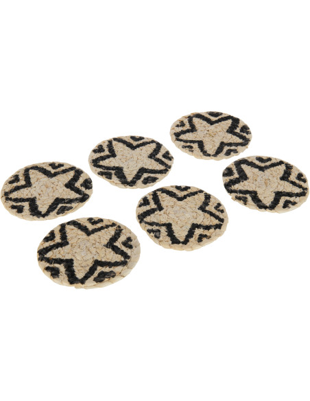 Sous-verre Rond Losta en Coque de maïs Naturel Noir (Lot de 6) - 2