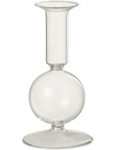 Bougeoir sur pied Konbi Hauteur 15 cm en Verre Transparent - 1